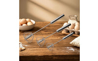 Stainless Steel Rotating Push Whisk Handheld Semi-Automatic Whisk Rust-Resistant Egg Beater Long-Lasting for Bakers, Baking