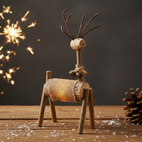 Christmas Wooden Reindeer Decoration with LED Lights for Holiday Decor