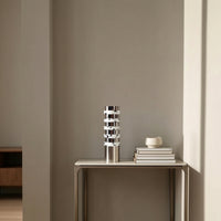 Flower Vase Silver-Toned Metal Vase Sculptural Floral Vessel for Office