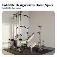 Heavy-Duty Steel Construction Adjustable Squat Rack Bench Press High Load Bearing Adjustable Weight Bench Press Station Space-Saving Weightlifting Bed Foldable Design