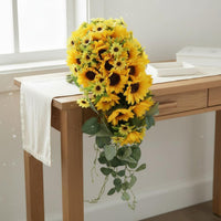 Photo Prop Sunflower-Like Bridal Floral Arrangement Ready to Use Artificial Sunflower-Like Floral Arrangement Silk Material Wedding Decoration Reusable for Brides