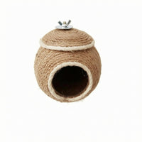 Handwoven Round Bird Nesting House Circular Entrance Rope Bird House Natural Tan Roosting Pocket Small Birds