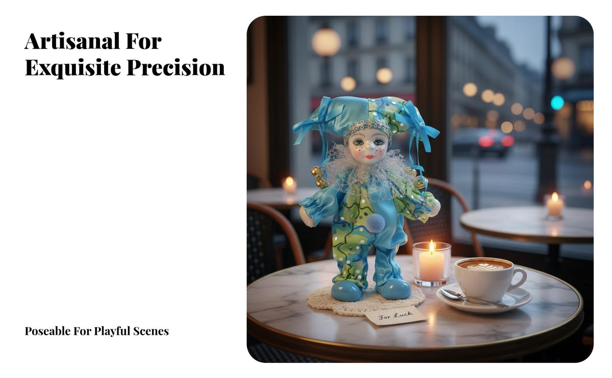 Italian Love Doll Collectible Value Porcelain Love Cherub Doll Posable Clown Figurine Creative Gift Handmade Ceramic Clown