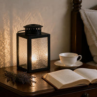 Vintage Ripple Glass Lantern Candle Holder with Handle, Creative Aromatherapy Iron Art Candlestick for Home Decor