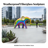 Hand-Painted Finish Abstract Elephant Statue Weather Resistant Elephant Garden Statue Handmade Outdoor Decoration Automotive Grade Paint for Landscape Designers, Property Managers, Parks, Gardens, Playgrounds, Residential Communities