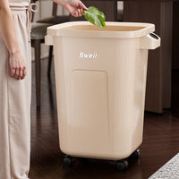 Large Capacity Trash Can for Kitchen, No Lid, with Wheels, Movable, for Food Waste, Cleaning, Household