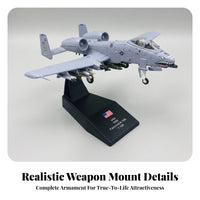 Close Air Support Model Airplane Light Gray 1:100 Scale A-10 Airplane Printed Markings Display Plane for Collectors
