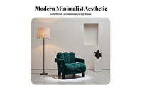 French Cream aesthetic Oversized Single-Person Sofa Modern Minimalist Upholstered Tub Chair Plush Fabric Indoor Seating Curved supportrest for Interior Design aficionados, Book Lovers, Living Room, book perusal alcove, Bedroom, Apartment