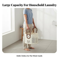 Large Capacity Foldable Laundry Basket Portable Collapsible Clothes Hamper with Handles Ventilated Design for Travelers, Bathroom, Dorm Room