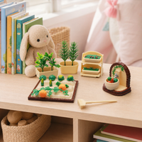 Toddler Toys Mini Garden Set, Childrens Garden Set 10.2x6.6x10cm, Girls Pretend Play Kit with Rake, Watering Can & Potted Plants