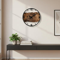 Non-Ticking 12-Inch Wall Clock Quartz Movement Wood Grain Clock Battery Operated Easy to Hang for Living Room, Bedroom, Kitchen, Office