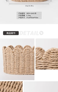 纸绳编织收纳筐家用大容量衣服杂物桌面零食玩具整理厨房收纳篮子