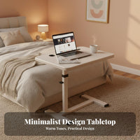Space Saving Adjustable Height Rolling Desk Sturdy Steel Frame Adjustable Overbed Table Quiet Concealed Casters Mobile Laptop Stand Tilting Tabletop for Students, Home Workers, Apartment Dwellers, Bedroom, Small Areas, Dorm Room, Hospital