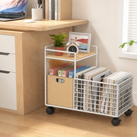 Iron Metal Storage Shelves with Wheels 2 Tier Heavy Duty Rolling Shelving Unit