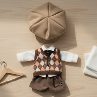Doll Argyle Vest Set British Design OB11 School Uniform Match Scholarly Doll Clothing Set