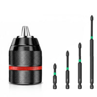 Self-Locking Ratchet Drill Chuck Quick Change Keyless Chuck Adapter Tool Accessory High Force for Construction