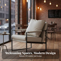 Modern Minimalist Design Cushioned Loveseat and Chair Group Thick Cushions Metal Frame Loveseat and Table Set High-Rebound Cushion Commercial Furniture Ergonomic Design for Interior Designers, Homeowners, Families, Coffee Shop, Bar, Hotel, Lounge Area