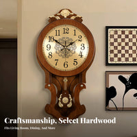 Vintage Design Clock Noiseless Wooden Frame Clock Home Decoration for Living Room, Hallway, Office