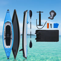 Streamlined Inflatable Kayak Lightweight Portable Kayak Heavy-Duty Paddling Craft Compact for Kayakers, Paddlers, Calm Rivers, Lakes, Recreation, Touring