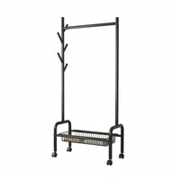 Nordic design Mobile Clothes Rack with Storage Baskets Portable on casters Wheeled Clothes Valet with Basket Space-Saving Garment Stand Multifunctional for Apartment Dwellers, Students, Homeowners, Bedroom, Entryway, Small Apartments, Laundry Room