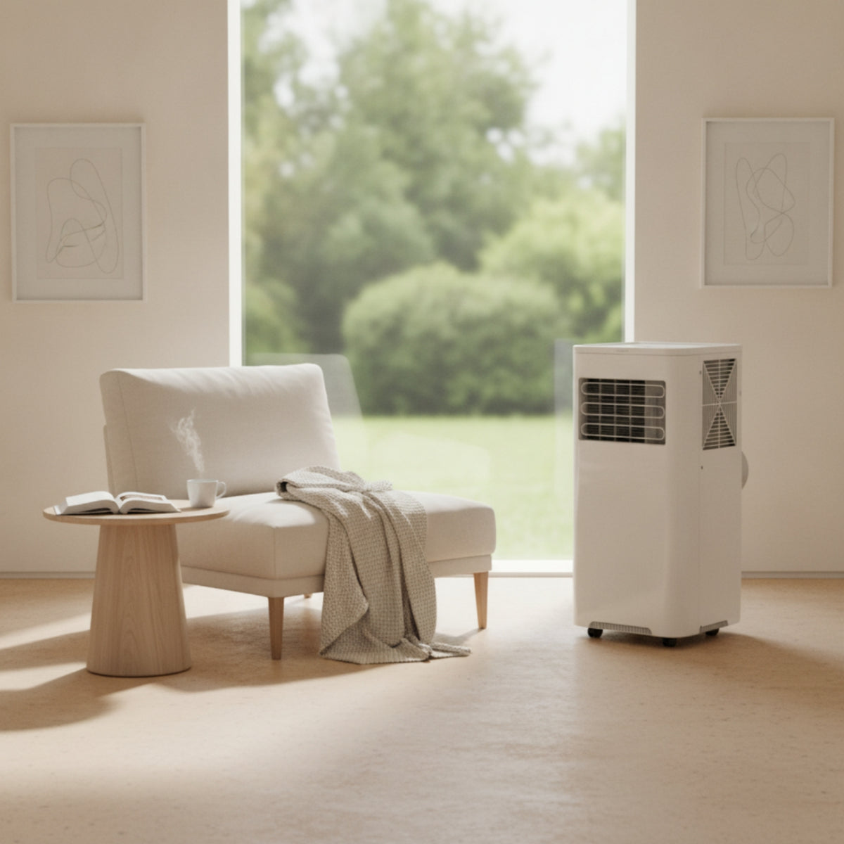 Mobile Dual Hose Portable Air Conditioner Compact Portable Air Conditioner Upright Appliance Fast-Cooling for Bedroom, Home Office, Apartment, Dorm Room