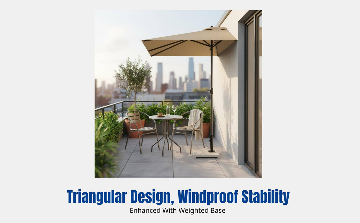 Outdoor Patio Umbrella, Half Wall Waterproof, Iron Frame, for Balcony, Terrace, Garden, Shop Entrance