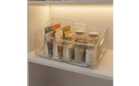 Foldable Storage Basket Stackable Foldable Storage Bin with Handle Transparent Clear Organizer for Cabinet, Closet, Pantry
