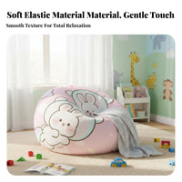 Expanded Polypropylene Particle Filling Cartoon Rabbit Beanbag Removable and Washable Cover Lazy Sofa Lounger High Elasticity Lazy Floor Sofa Hidden Zipper for Family, Teens, Adults, Balcony, Bedroom, Playroom, Living Room