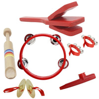 6 Pieces Musical Instrument Set Wood Rhythm Band Set Wooden Instrument Toy for Children, Teachers