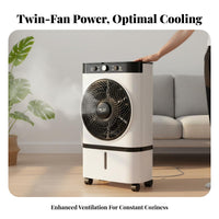 Portable Air Chiller Humidifying Function Twin Air Blower Chiller Three Settings Water Cooling Fan for Homeowners, Office Workers