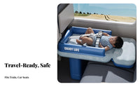 Portable Children's Inflatable Travel Bed Lightweight Train Seat Sleeper Soft & Comfortable Kids Travel Air Mattress Safety Guardrail for Toddlers, Babies, Parents, Road Trips
