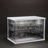 Industrial Style Warehouse Display Case Desktop Display Cabinet with Dust Cover 3-Tier Miniature Scene Clear for Tabletop, Room Decor