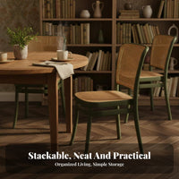 Stackable Cane Back Side Chair Vintage Design Home Seating Century-Century Modern Design Household Furniture Breathable Backrest for Homeowners, Restaurant Owners, Interior Decorators, Dining Room, Kitchen, Cafe