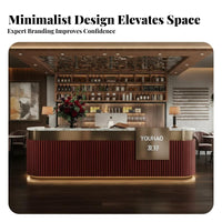 Modern Reception Desk Sturdy Construction Modern Cashier Counter Spacious Storage Retail Checkout Counter for Salon Employees, Bar, Restaurant, Office