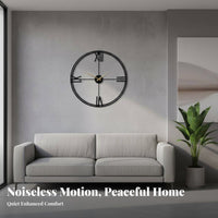Modern Design Wrought Iron Wall Clock Silent Movement Large Metal Wall Clock Easy to Read for Homeowners, Adults, Bedroom, Entryway, Kitchen