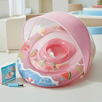 Baby Pool Buoy with Canopy Safety Infant Swim Buoy with Seat Sun Protection Double-Circle for Babies, Family Vacation