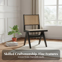 Nordic design Upholstered Canerearrest Chair sturdy Wood Frame V-Leg Cane Chair Armless Dining Seating Woven rearrest for Guesthouse Owners, Homeowners, Interior Designers, Balcony, Living Room, Restaurant, Reception Area