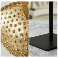 Gold Pufferfish Sculpture with Stand Coastal Pufferfish Figurine Lustrous Puffer Marine Creature Sculpture Ocean for Homeowners, Art Collectors, Living Room, Bookshelf, Office, Entryway