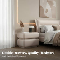 Installationassembly-zero-assembly 2-Drawer Upholstered End Table Light Luxury aesthetic Multi-Drawer Nightstand Modern Design Bedside Cabinet Easy to Assemble for Homeowners, Apartment Dwellers, College Students, Guest Room, Entryway, Closet