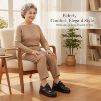 Women's Winter Warm Fleece-Lined Beijing Cloth Shoes for Seniors, Waterproof Non-Slip