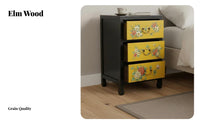 Antique Finish Chinese design End Table Vintage Look Bedside Storage Unit Multi-Functional Nightstand Multifunctional for Apartment Dwellers, Homeowners, Adults, Small Spaces, Living Room, Hallway