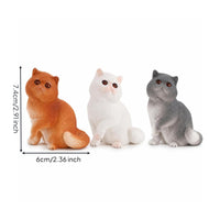 3 Pieces Cat Figurine Cat Figurine with Textured Coat Charming Decor for Shelf, Desk