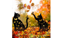 Weather Resistant Hollow-out Garden Stake Easy to Install Cat Outline Stake Black Cat Garden Decoration for Gardeners