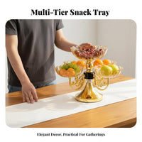 Crystal-Like Appearance Multi-Tier Fruit Platter Elegant Design Rotating Snack Server Great Gift Idea for Parties, Living Room, Coffee Table