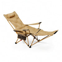 Padded Reclining Lounge Chair with Pillow Adjustable Folding Lounge Chair with Side Pocket Comfortable Foldable Lounger with Headrest Supportive for Camping