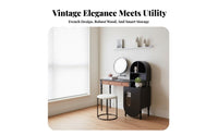 Extendable Dressing Table with Cabinet Vintage design Bedroom Furniture Space-Saving Vanity Set for Apartment Dwellers, Homeowners, Small Living Spaces