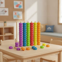 Wooden Peg Board Bead Game Fine Motor Bead Matching Toy Matching Toy Preschool Wooden Peg Board Smooth for Toddlers, Playroom