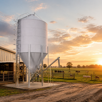 Galvanized Steel Silo for Poultry, Large Corrugated Sheet Feed Silo 20 Tons, Fully Automatic for Farm, Pigs, Sheep, Ducks