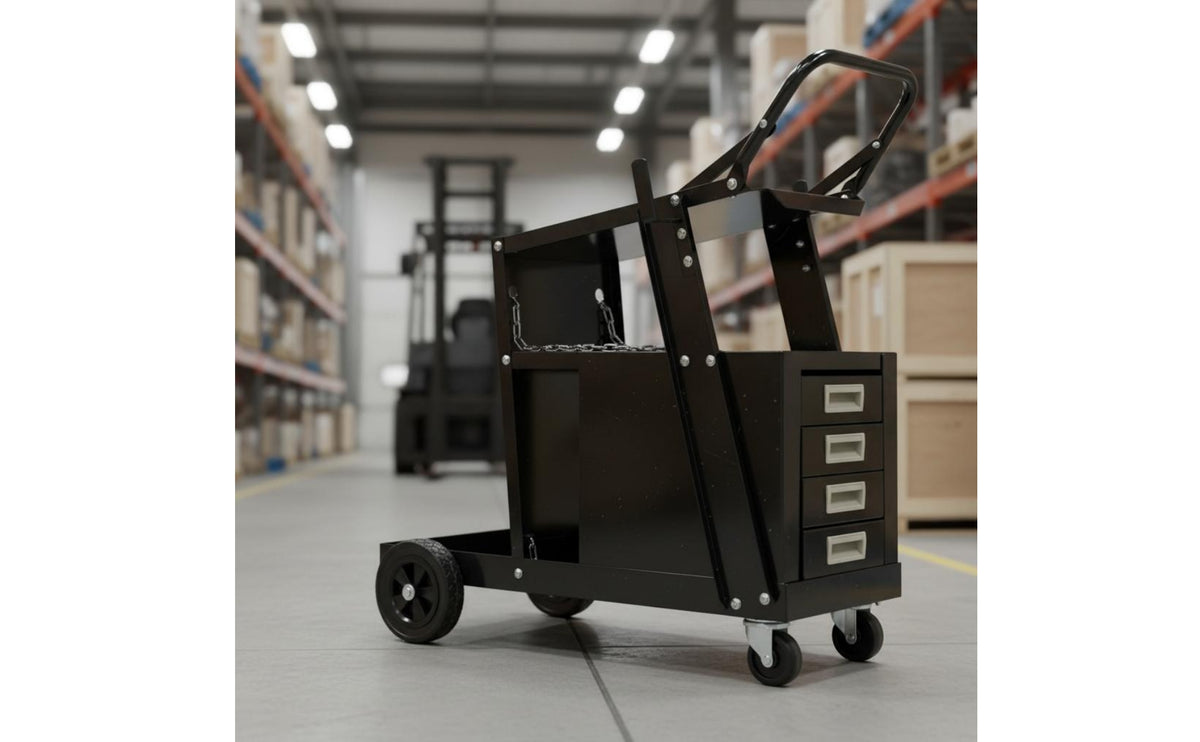 High Load Capacity Mobile Welder Trolley 360° Swivel Wheels Welder Gas Cylinder Cart Large Storage Rolling Metal Joining Cart Spacious Worksurface for Welders, DIY Enthusiasts, Mechanics