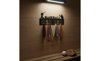 Sleek Black Finish Baseball Medal Hanger Rust-Resistant Metal Sports Medal Holder Minimalist Design Wall Mount Sports Awards Holder Easy to Install for Athletes
